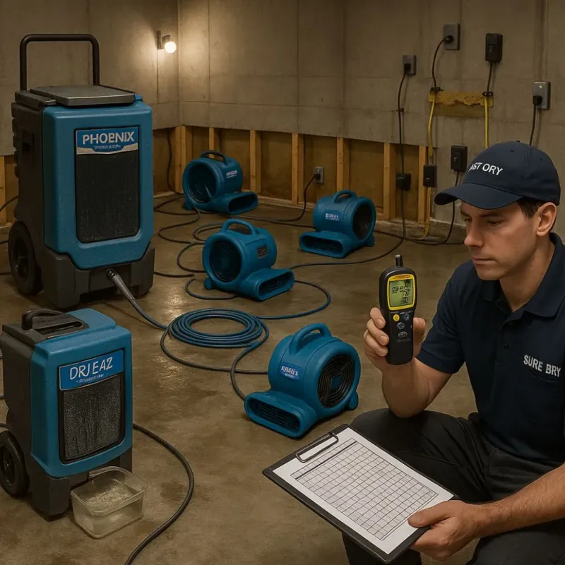 Structural Drying and Dehumidification process in Wilmerding, PA